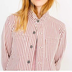 Madewell pink stripe chore denim jacket